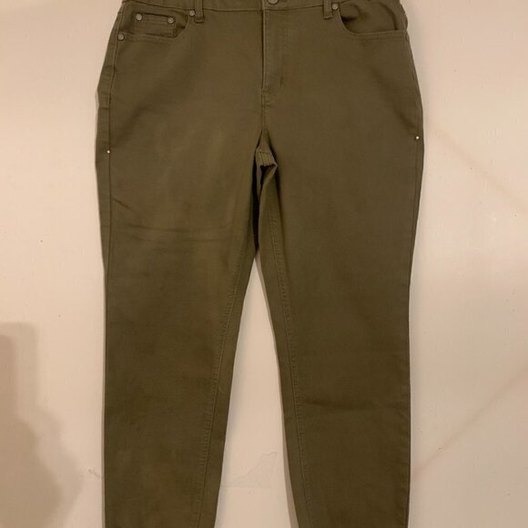 Womens Olive,  Distressed Ankle, Pants, Sz 12, Cotton/Polyester/Spandex - Picture 1 of 7